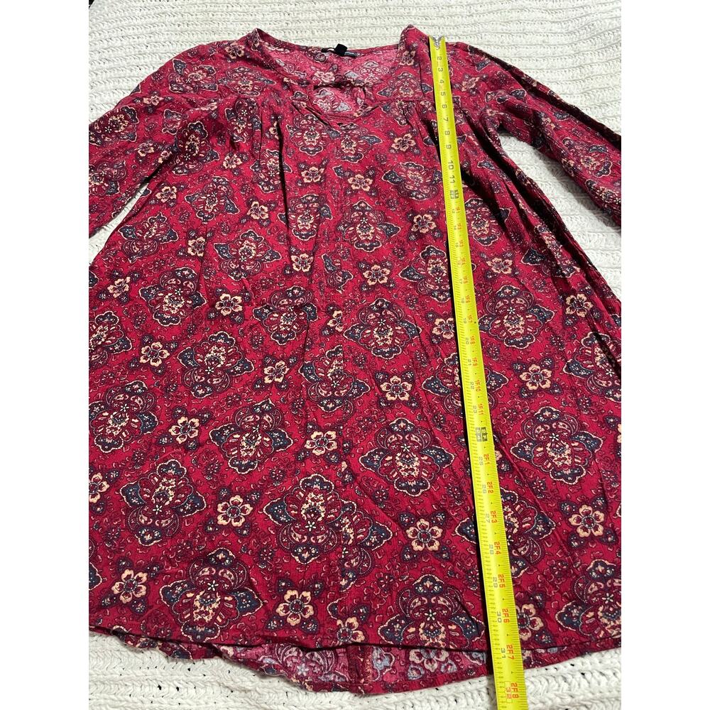 American Eagle Tunic Long Sleeve Boho Mini Dress or Blouse Top Womens Small Red - Picture 4 of 11